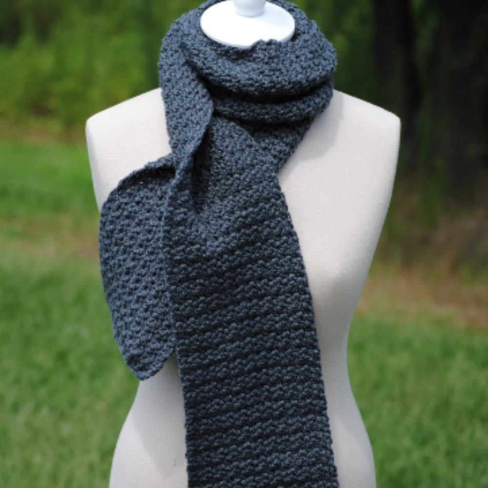 Crochet Charcoal Gray Long Scarf/New